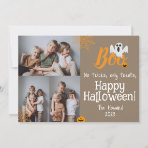 Boo pumpkin jack-o-lantern Halloween Photo Collage Holiday Card