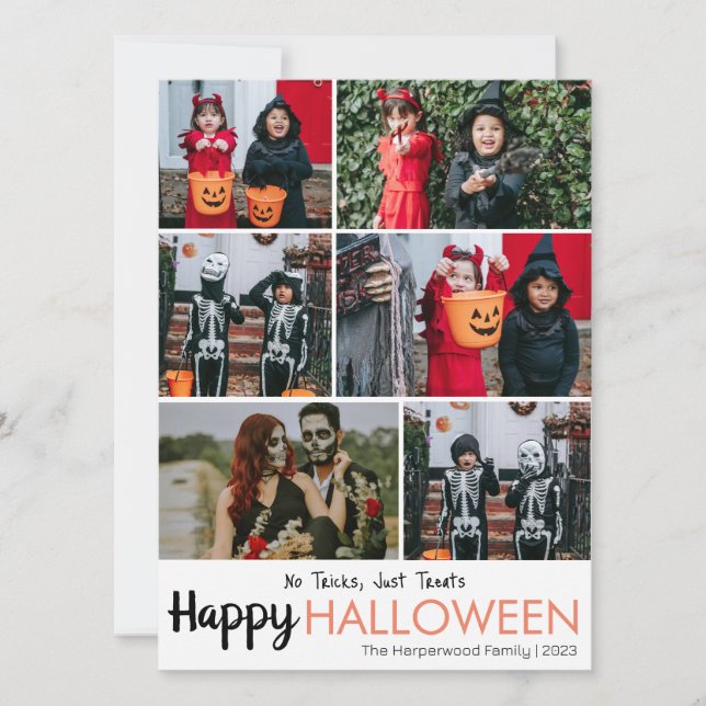 Boo pumpkin jack-o-lantern Halloween Photo Collage Holiday Card (Front)