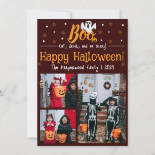 Boo pumpkin jack-o-lantern Halloween Photo Collage Holiday Card