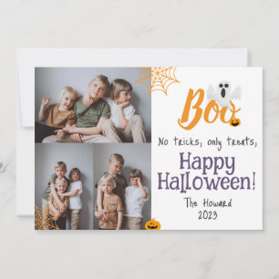 Boo pumpkin jack-o-lantern Halloween Photo Collage Holiday Card