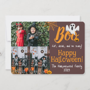 Boo pumpkin jack-o-lantern Halloween Photo Collage Holiday Card