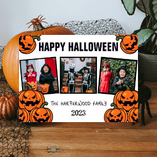 Boo pumpkin jack-o-lantern Halloween Photo Collage Holiday Card