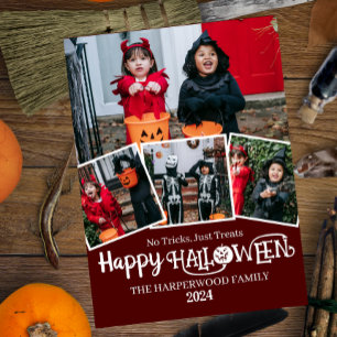 Boo pumpkin jack-o-lantern Halloween Photo Collage Holiday Card