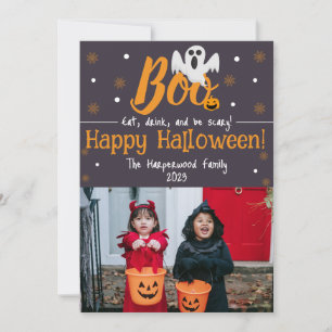 Boo pumpkin jack-o-lantern Halloween Photo Collage Holiday Card