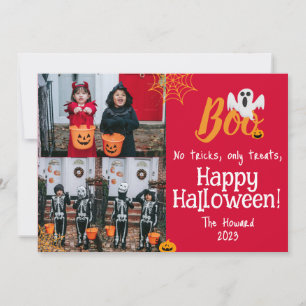 Boo pumpkin jack-o-lantern Halloween Photo Collage Holiday Card