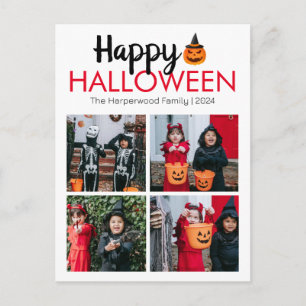 Boo pumpkin jack-o-lantern Halloween Photo Collage Holiday Postcard