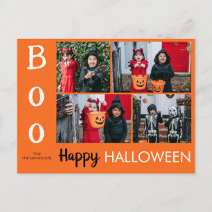 Boo pumpkin jack-o-lantern Halloween Photo Collage Holiday Postcard