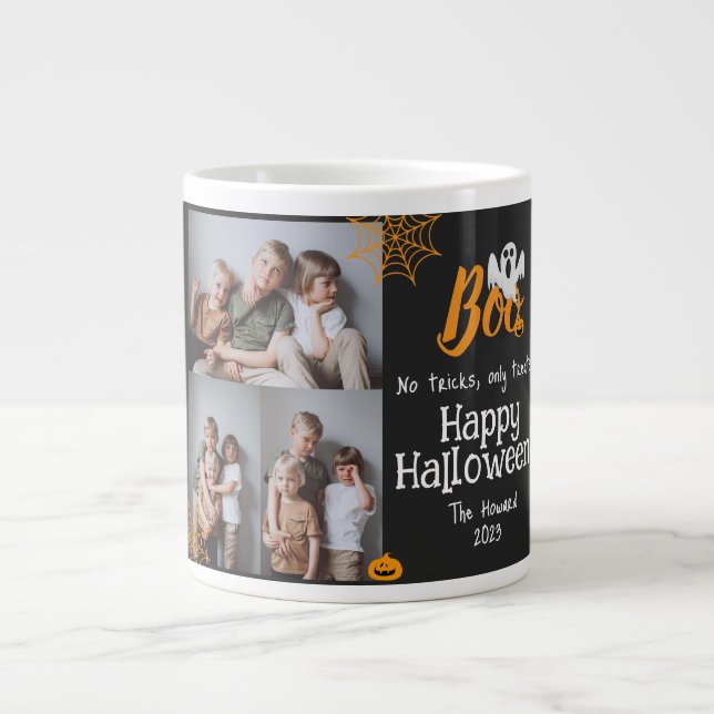 Boo pumpkin jack-o-lantern Halloween Photo Collage Large Coffee Mug (Front)
