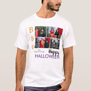 Boo pumpkin jack-o-lantern Halloween Photo Collage T-Shirt