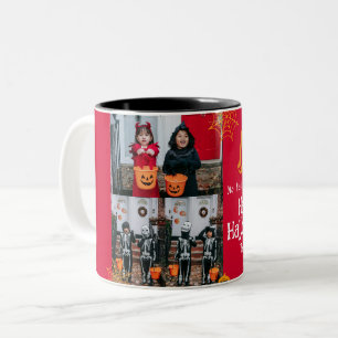 Boo pumpkin jack-o-lantern Halloween Photo Collage Two-Tone Coffee Mug