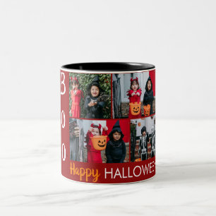 Boo pumpkin jack-o-lantern Halloween Photo Collage Two-Tone Coffee Mug