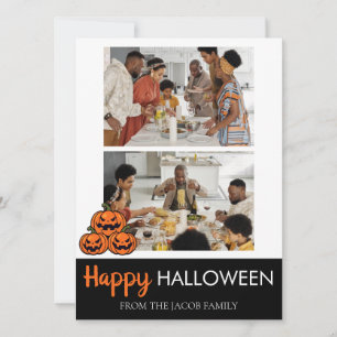 Boo pumpkin jack-o-lantern Halloween Two Photo Holiday Card