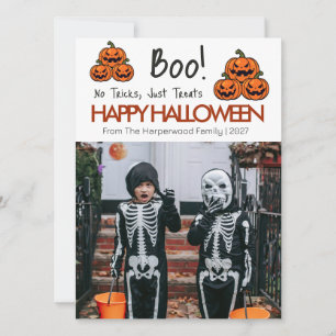 Boo pumpkin jack-o-lantern happy Halloween 1 Photo Holiday Card