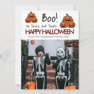 Boo pumpkin jack-o-lantern happy Halloween 1 Photo Holiday Card