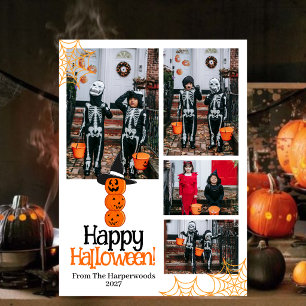Boo pumpkin jack-o-lantern happy Halloween 4 Photo Holiday Card