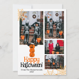 Boo pumpkin jack-o-lantern happy Halloween 4 Photo Holiday Card
