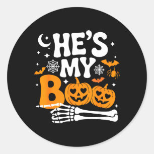 Boo Pumpkin Matching Couple Halloween Men Women Classic Round Sticker
