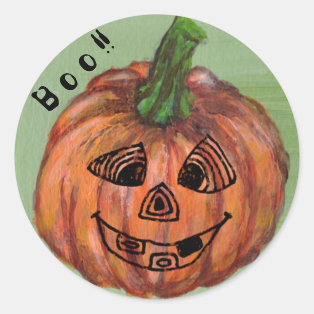 Boo Pumpkin round sticker, envelope sealer Classic Round Sticker (Front)