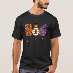 Boo Pumpkin With Witch Hat And Spider Halloween Co T-Shirt