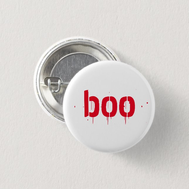 Boo red blood typography scary funny Halloween 3 Cm Round Badge (Front & Back)