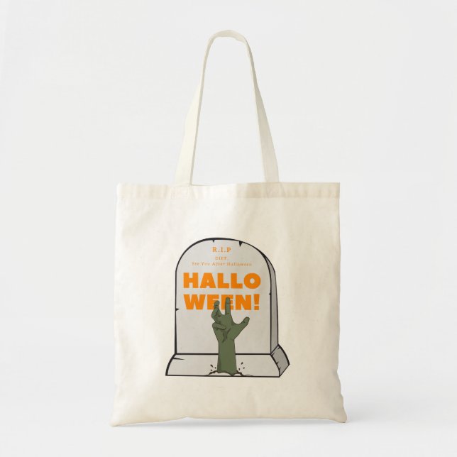 Boo & RIP Graveyard Halloween Tote Bag (Front)