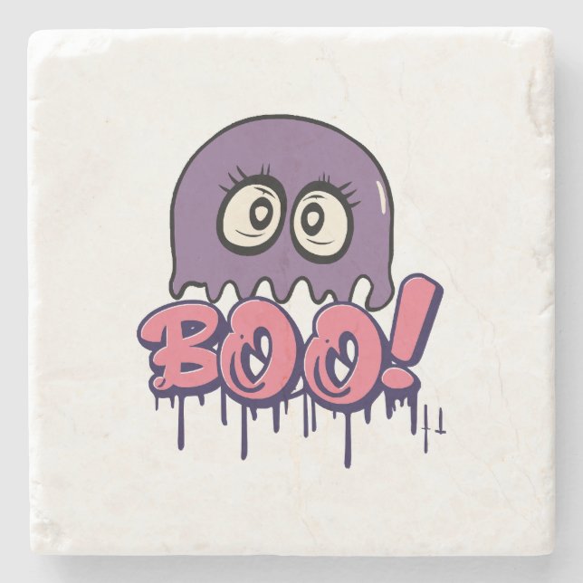 Boo scary stone coaster (Front)