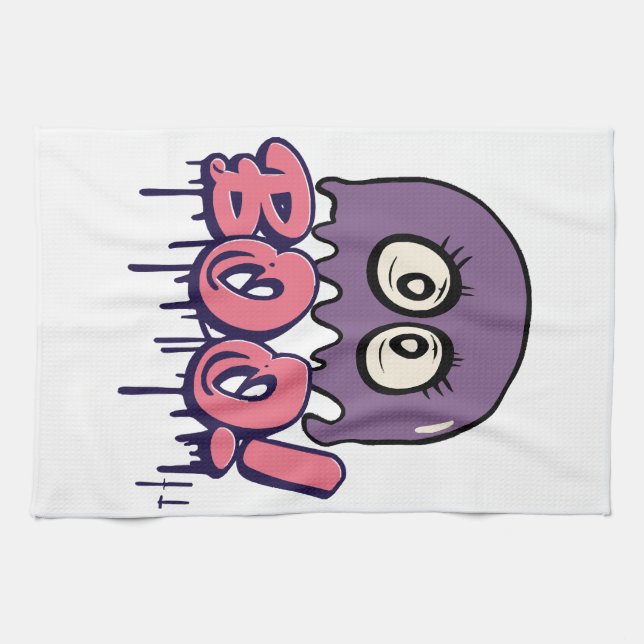 Boo scary tea towel (Horizontal)