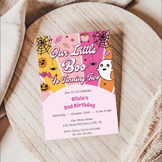 Boo Second Birthday Our Little Boo Is Turning Two Invitation (Creator Uploaded)