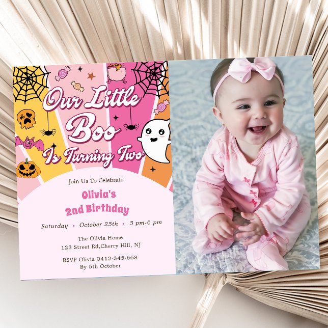 Boo Second Birthday Our Little Boo Is Turning Two Invitation (Creator Uploaded)