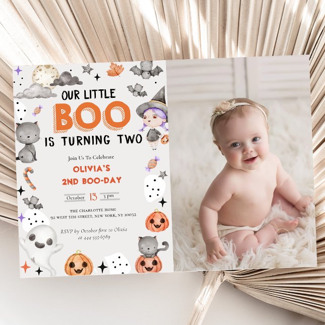 Boo Second Birthday Our Little Boo Is Turning Two Invitation (Creator Uploaded)