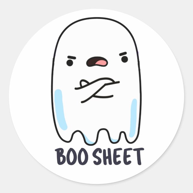 Boo Sheet Funny Halloween Ghost Pun  Classic Round Sticker (Front)