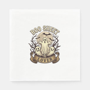 Boo Sheet Lover Halloween Ghosts Moon Bats_1 Napkin