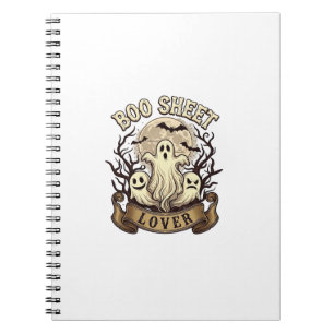 Boo Sheet Lover Halloween Ghosts Moon Bats_1 Notebook