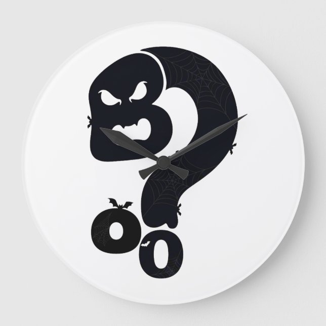 Boo Skull Question Mark  Large Clock (Front)