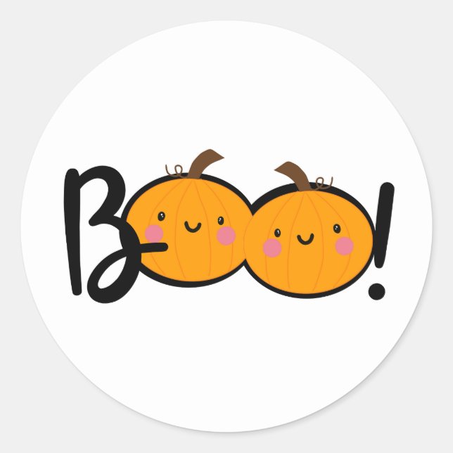 Boo Smiling Pumpkin Halloween Stickers (Front)