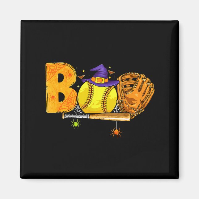 Boo Softball Player Catcher Tcher Funny Halloween  Magnet (Front)