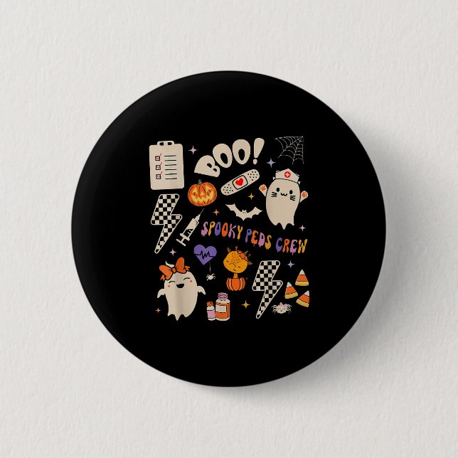 Boo Soky Peds Crew Ghost Paediatrics Nurse Hallowe 6 Cm Round Badge (Front)