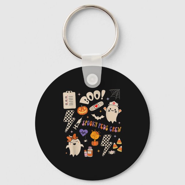 Boo Soky Peds Crew Ghost Paediatrics Nurse Hallowe Key Ring (Front)