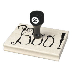 Boo! Spider Web Halloween Rubber Stamp