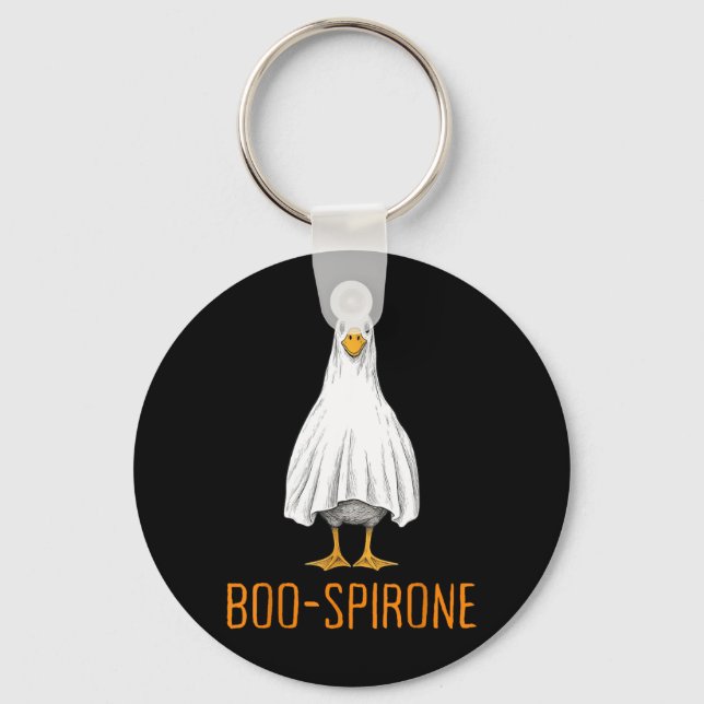 Boo-spirone Duck Ghost Pharmacy Halloween Key Ring (Front)