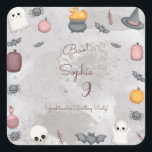 Boo! Spooktacular kids birthday party Square Sticker<br><div class="desc">Halloween ghosts scary kids birthday party item</div>