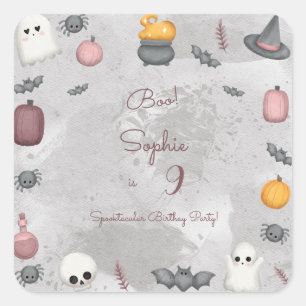 Boo! Spooktacular kids birthday party Square Sticker