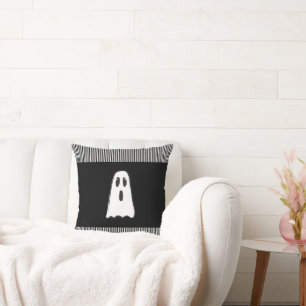 BOO! Spooky Cute Ghost Halloween Black White Cushion
