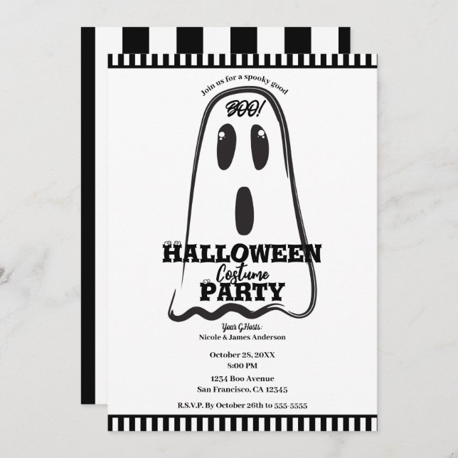 BOO! Spooky Cute Ghost Halloween Costume Party    Invitation (Front/Back)