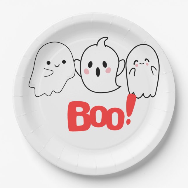 Boo! Spooky & Fun Halloween Paper Plates (Front)