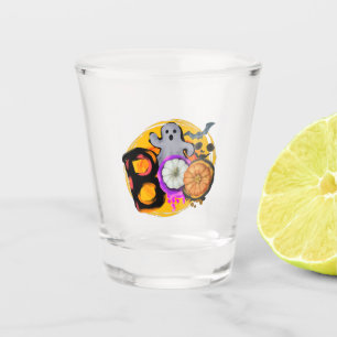 Boo – Spooky Ghost - Bats and Pumpkins Halloween Shot Glass
