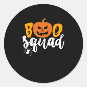Boo Squad - Funny Pumpkin Spider Halloween Classic Round Sticker