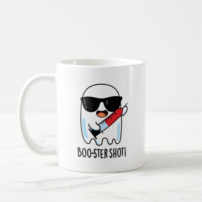 Boo-ster Shot Funny Ghost Vaccine Pun  Coffee Mug (Left)