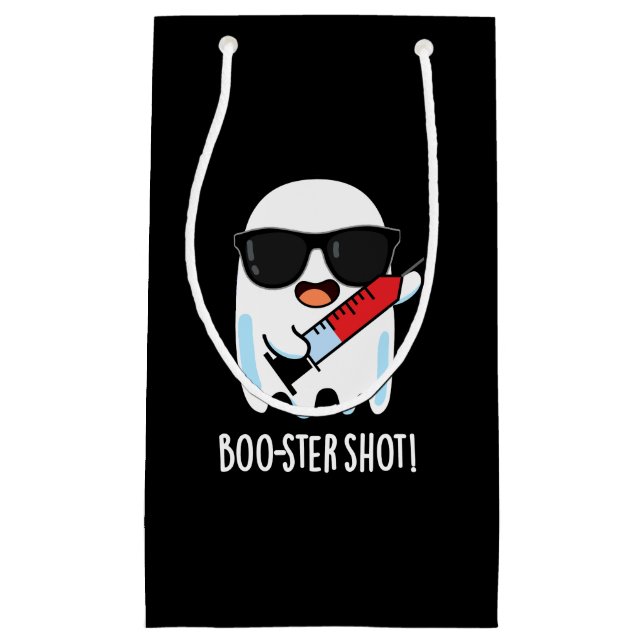 Boo-ster Shot Funny Ghost Vaccine Pun Dark BG Small Gift Bag (Front)