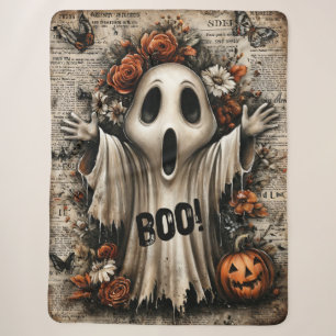 BOO-tanical Bloom: The Ghost Who Cried Autumn Sherpa Blanket